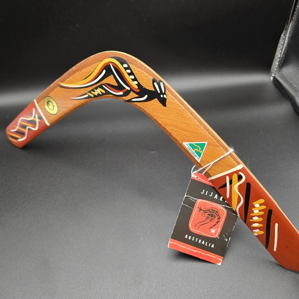 Jijaka Murra Wolka Aboriginal Art Returning Boomerang 18 Inch Hand Painted Wood